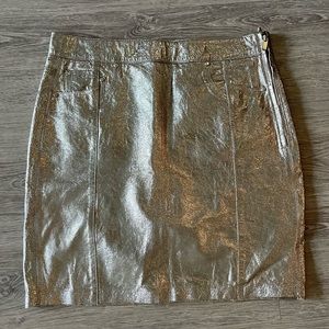 H&M trend shiny metallic silver skirt in genuine leather size 8
